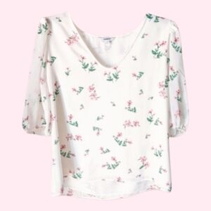Express White Floral Blouse